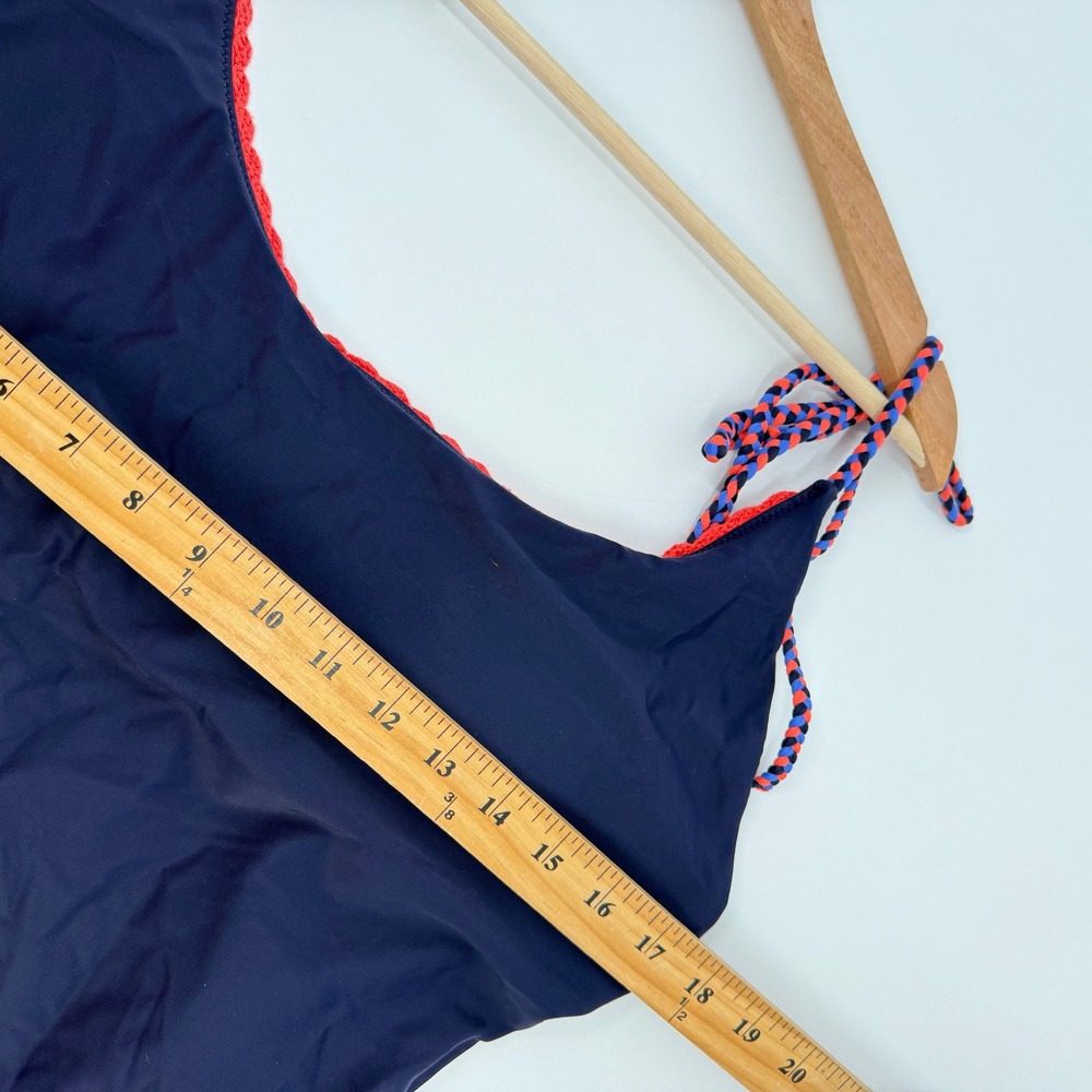 Aerie Navy Blue Colorblock One Piece Swimsuit Gold Trim Cheeky XXL - Picture 9 of 10